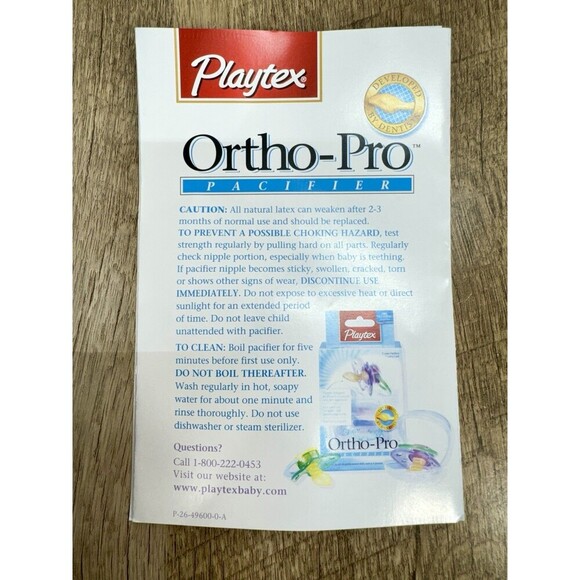 Vintage Playtex Latex Ortho-Pro Pacifier Binky Lot Of 2 Blue Green Yellow NEW - Picture 7 of 7